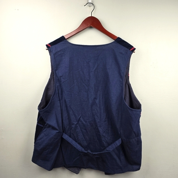 STUDIO COLLECTION Vintage Velvet Embroidered Vest Floral‎ Navy Womens Sz 20W - Picture 4 of 10